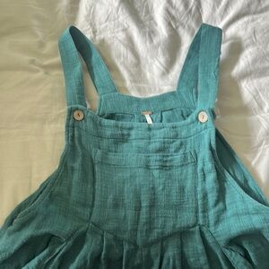 Free People Blue Overalls Textured Bottoms